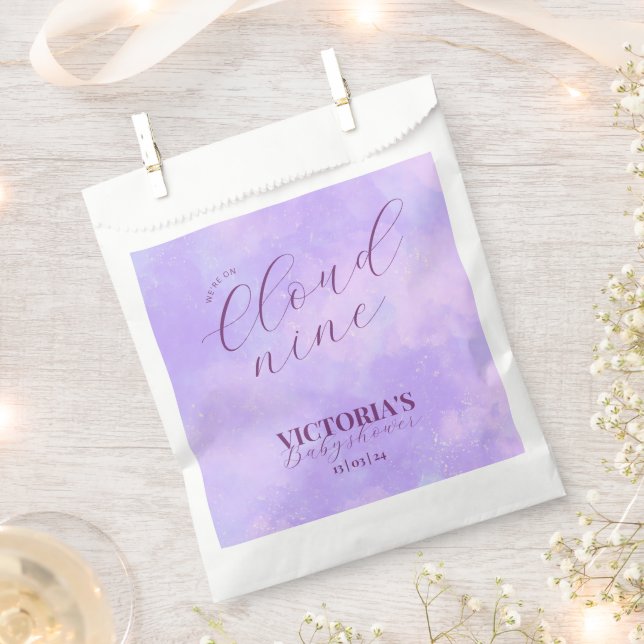 Bolsa De Papel Dreamy Pastel Cloud Nueve Baby Shower (Cortado)