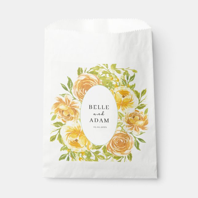 Bolsa De Papel Dreamy Yellow Rose Boda (Anverso)