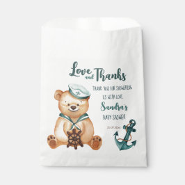 Bolsa De Papel Ducha de bebé Ahoy es un niño oso de peluche náuti