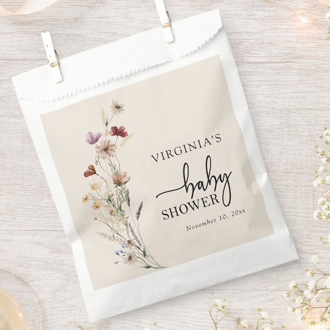 Bolsa De Papel Ducha de Bebé Boho Flores Silvestres (Boho Wildflowers Baby Shower Favor Bag by Painted Paperie
)