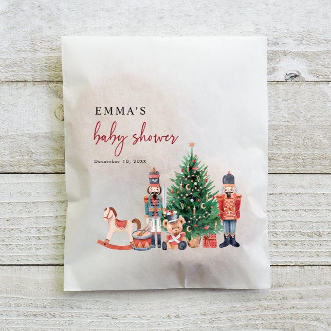 Bolsa De Papel Ducha de bebé Cascanueces (Baby Shower Holiday Nutcracker Favor Bags)