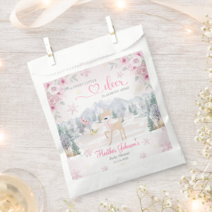Bolsa De Papel Ducha de Bebé Ciervo Rosa Copo de Nieve de Inviern