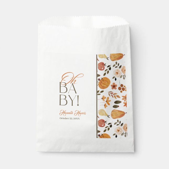 Bolsa De Papel Ducha de bebé con tema de otoño  (Anverso)