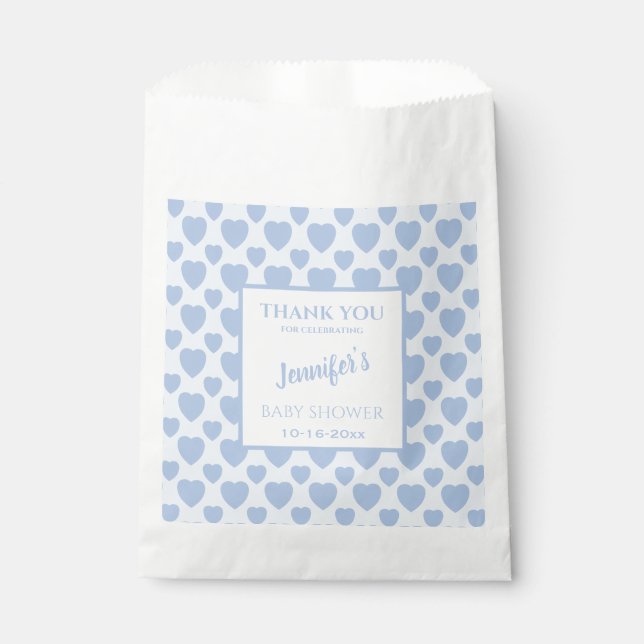 Bolsa De Papel Ducha de Bebé Corazones Azules  (Anverso)