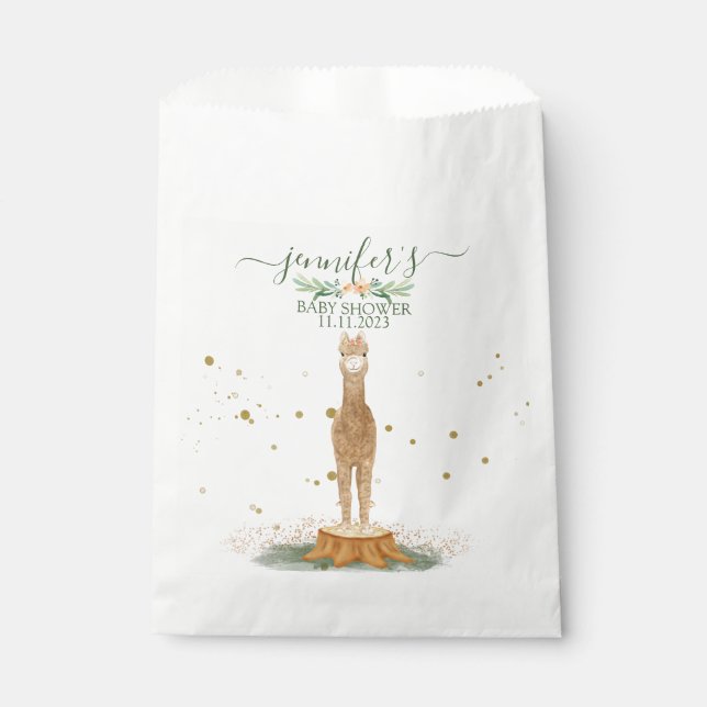 Bolsa De Papel Ducha de Bebé de Alpaca Recién Nacida (Anverso)