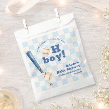 Ducha de bebé de béisbol Little Slugger a cuadros 