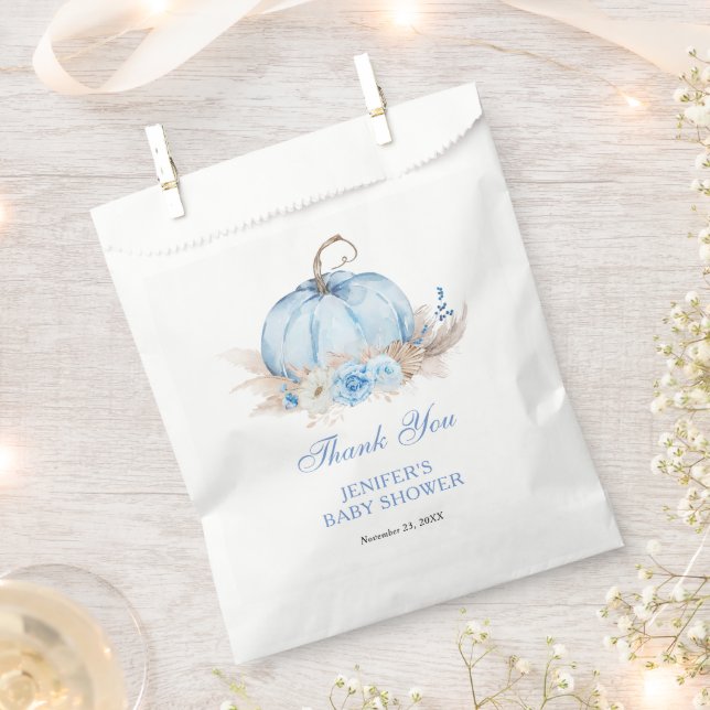 Bolsa De Papel Ducha de bebé de calabaza azul (Cortado)