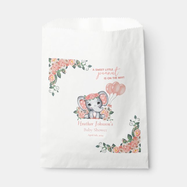 Bolsa De Papel Ducha de Bebé de la Niña Elefante (Anverso)