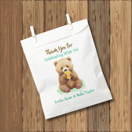 Bolsa De Papel Ducha de bebé de oso y miel con agradecimiento