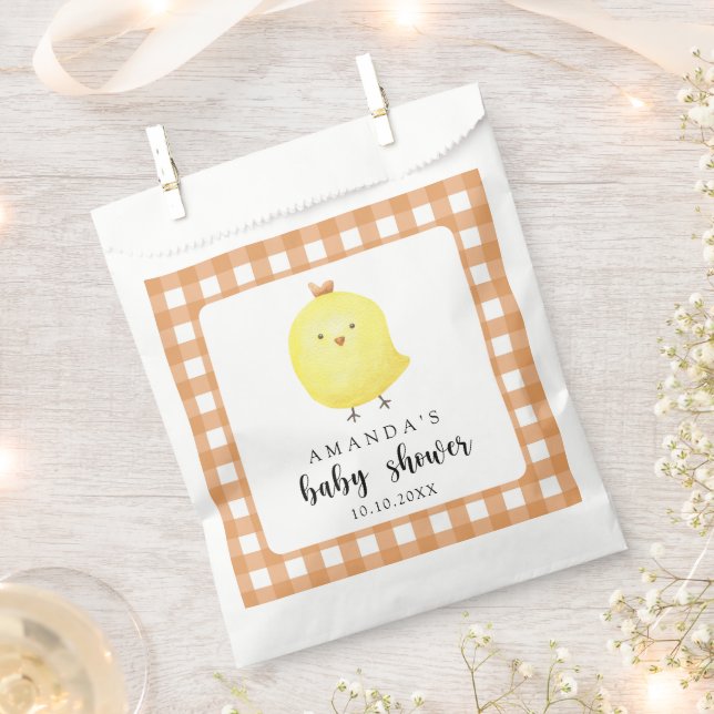 Bolsa De Papel Ducha de bebé de Pollo al Acuarela (Cortado)