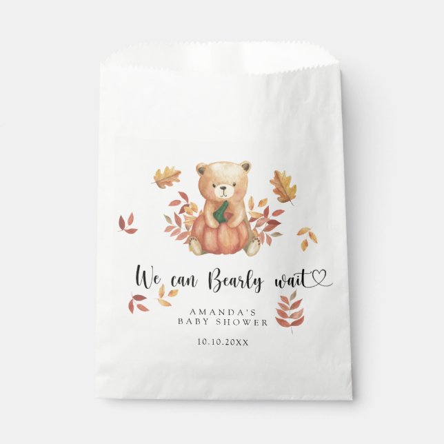 Bolsa De Papel Ducha de bebé del osito de otoño (Anverso)