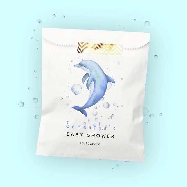 Bolsa De Papel Ducha de bebé delfín océano acuarela (Subido por el creador)