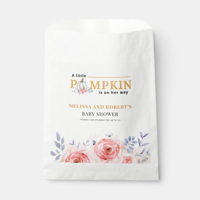 Bolsa De Papel Ducha de Bebé Floral de Calabaza (Anverso)