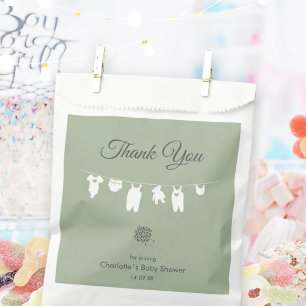 Bolsa De Papel Ducha de Bebé Minimalista Boho Verde Salvia