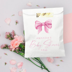 Bolsa De Papel ducha de bebé niña con lazo rosa