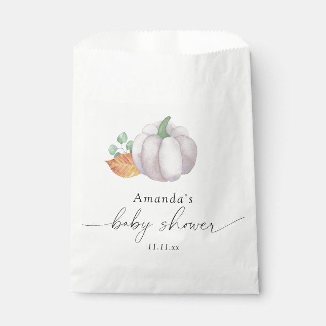 Bolsa De Papel Ducha de bebé otoño de calabaza blanca (Anverso)