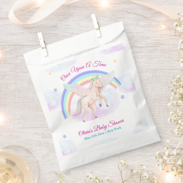 Bolsa De Papel Ducha de bebé Pastel Arcoíris Unicornio Estrella C (Cortado)
