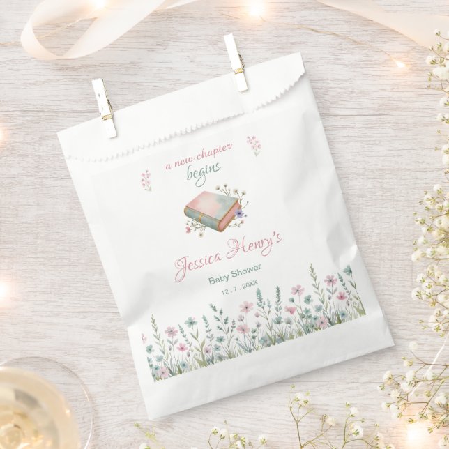 Bolsa De Papel Ducha de bebé Pastel Wildflower Un Nuevo Capítulo  (Cortado)
