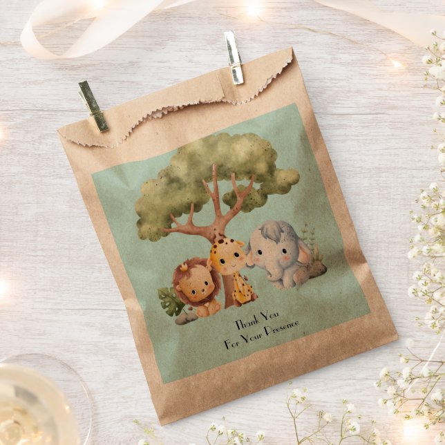 BOLSA DE PAPEL DUCHA DE BEBÉ SAFARI AZUL (Cortado)
