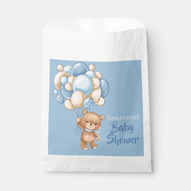 Bolsa De Papel Ducha de bebé Teddy Chica - Azul (Anverso)