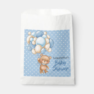 Bolsa De Papel Ducha de bebé Teddy Chica - Azul y blanco