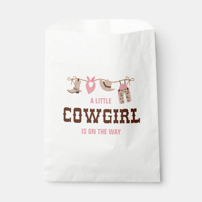 Bolsa De Papel Ducha de Bebé Vaquera Rosa del Oeste (Anverso)