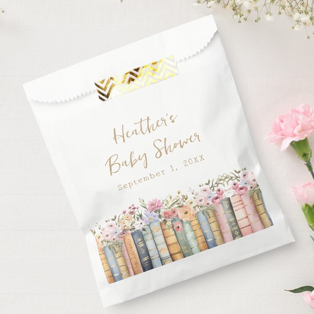Bolsa De Papel Ducha de libros para bebé (Wildflower Books Baby Shower Favor Bags by Painted Paperie)