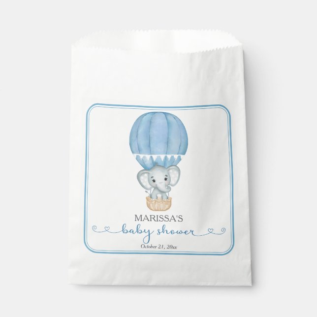 Bolsa De Papel Ducha de niño bebé elefante azul (Anverso)