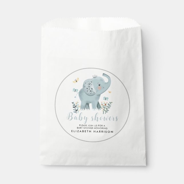 Bolsa De Papel Ducha de niño elefante azul Adorable (Anverso)