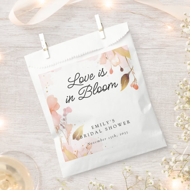 Bolsa De Papel Ducha de Novia Amor en Flor (Cortado)