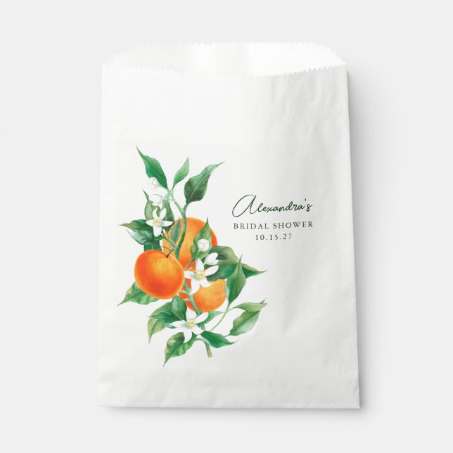 Bolsa De Papel Ducha de Novia Botánico de Frutas Naranja Minimali (Anverso)