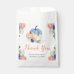 Bolsa De Papel Ducha de Novia de Calabazas Florales Azul Marino y