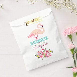 Bolsa De Papel Ducha de novia de flamenco rosa tropical