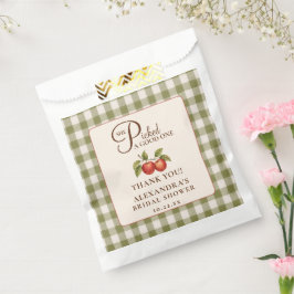 Bolsa De Papel Ducha de Novia de Gingham Verde Salvia Rústica de 