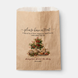 Bolsa De Papel Ducha de novia de Navidad con acebo y hora del té