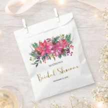 Ducha de Novia de Navidad con Flor de Pascua Rosa