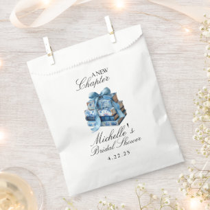 Bolsa De Papel Ducha de Novia Floral Azul Un Nuevo Capítulo 