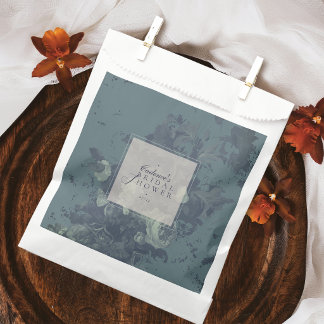 Bolsa De Papel Ducha de Novia Floral Elegante Rústica Turquesa