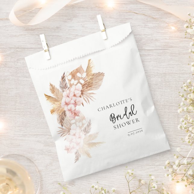 Bolsa De Papel Ducha de novia floral rosa pampas (Cortado)