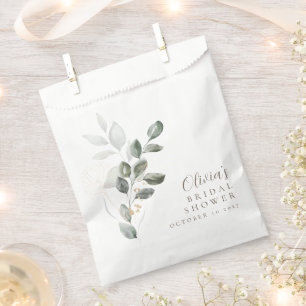Bolsa De Papel Ducha de Novia Minimalista Dorada con Vegetación P