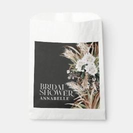 Bolsa De Papel Ducha de novia pampas pasto favor negro moderno