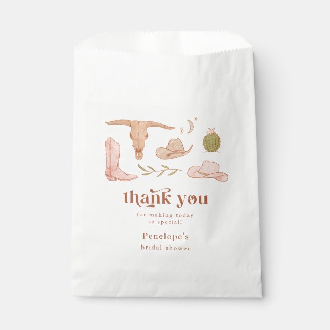Bolsa De Papel Ducha de Novias de Cowgirl Occidental (Anverso)