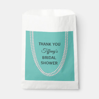 Bolsa De Papel Ducha de novias turquesa y perlas gracias
