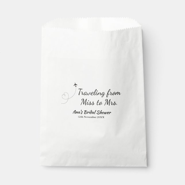 Bolsa De Papel Ducha de viaje para novia agregar nombre fecha de  (Anverso)