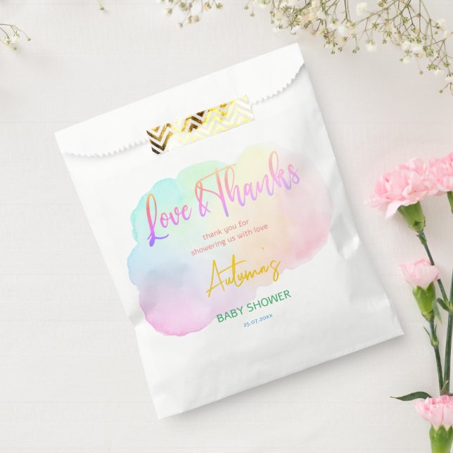 Bolsa De Papel Ducha nene negra del arcoiris pastoral (Sellado)