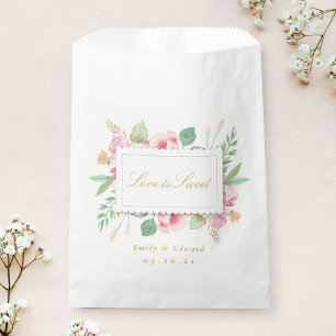 Bolsa De Papel Ducha Nupcial de Amor Botánico Rosa es Dulce