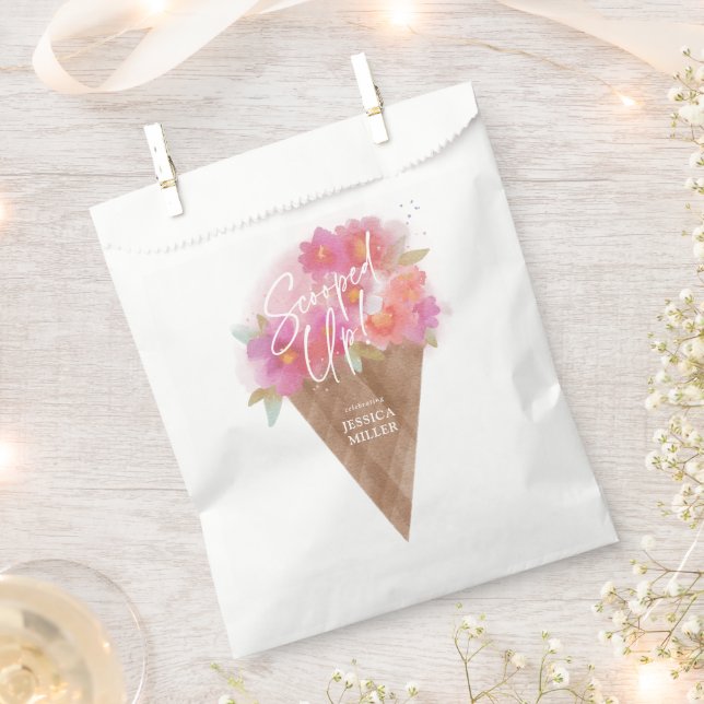 Bolsa De Papel Ducha nupcial de helado de helado floral de cono (Cortado)