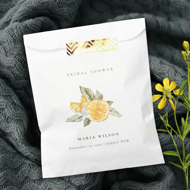 Bolsa De Papel Ducha nupcial de limón botánico mínimo (Subido por el creador)