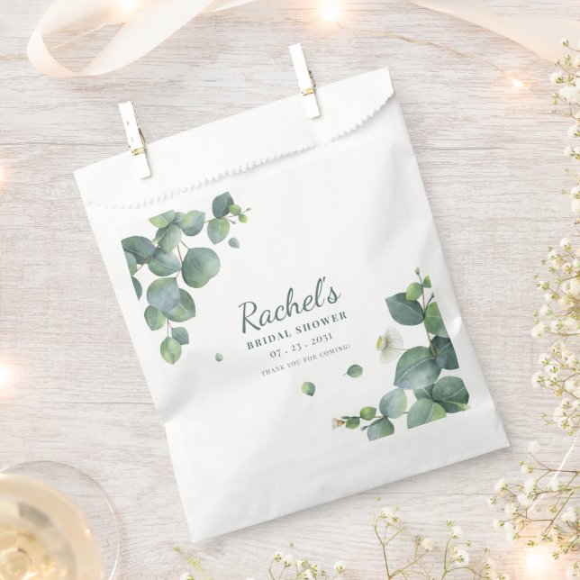 Bolsa De Papel Ducha nupcial Eucalyptus Greenery Floral Personali (Cortado)