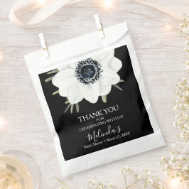 Bolsa De Papel Ducha nupcial floral blanca y negra